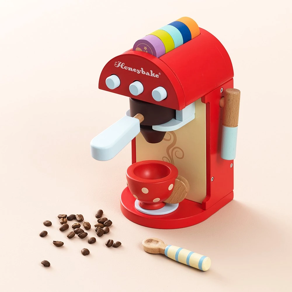 Le Toy Van Wooden Honeybake Cafe Machine With Milk Frother