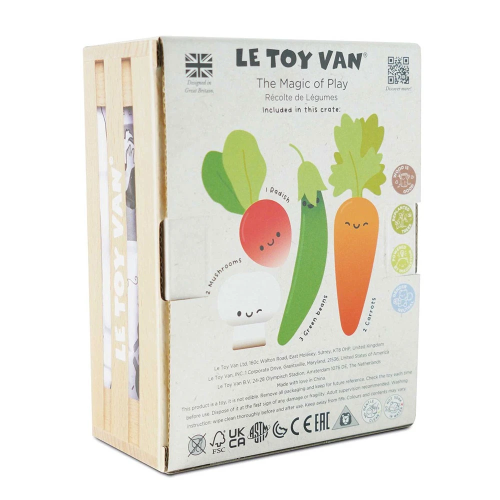 Le Toy Van Wooden Crate Of Harvest Vegetables For Honeybee Market - Image 2