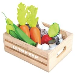 Le Toy Van Wooden Crate Of Harvest Vegetables For Honeybee Market