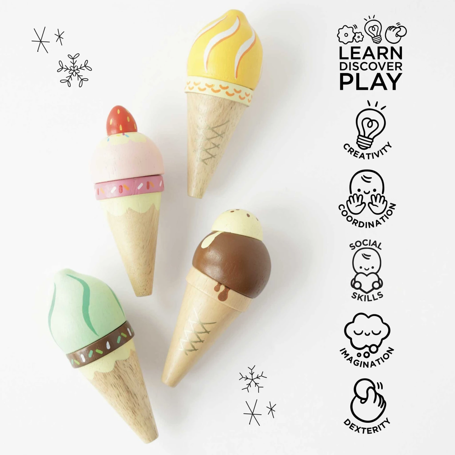 Wooden Ice Cream Cones Set - Image 5