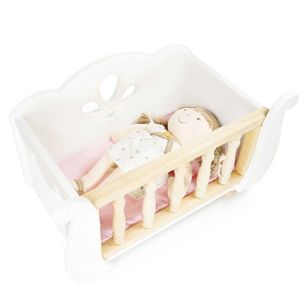 Le Toy Van Wooden Sleigh Doll Cot - Image 5