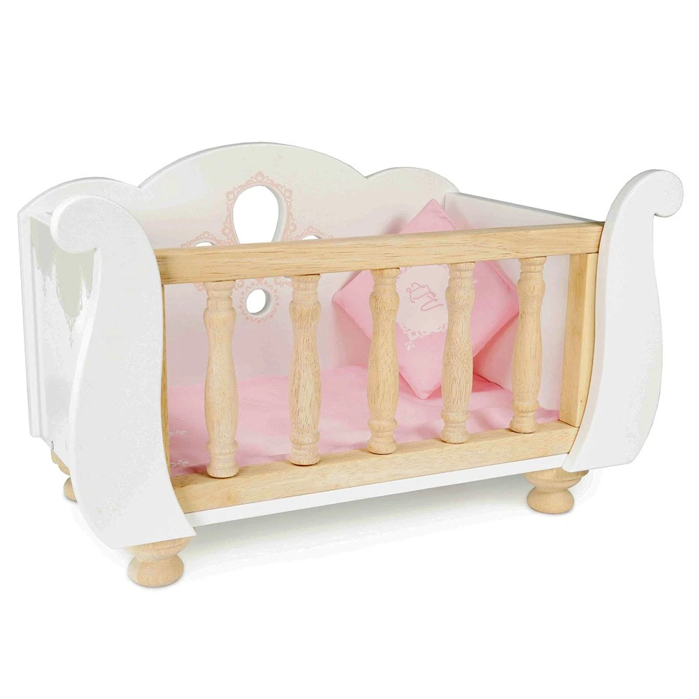 Le Toy Van Wooden Sleigh Doll Cot