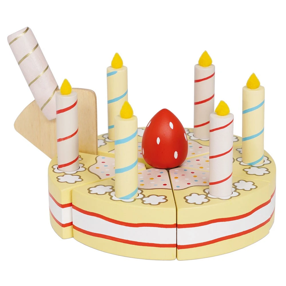 Le Toy Van Wooden Vanilla Birthday Cake With Candles - Image 3