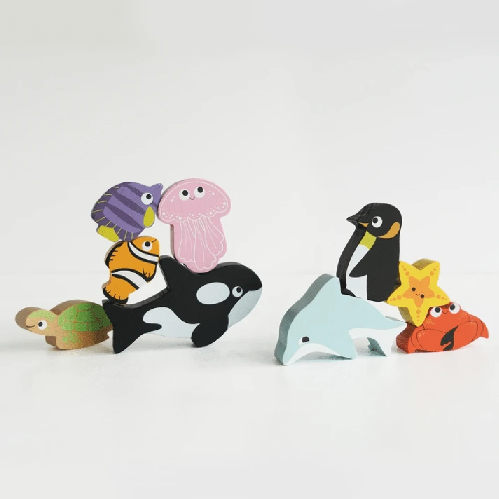 Le Toy Van Ocean Wooden Animals Stacking Toy - Image 2