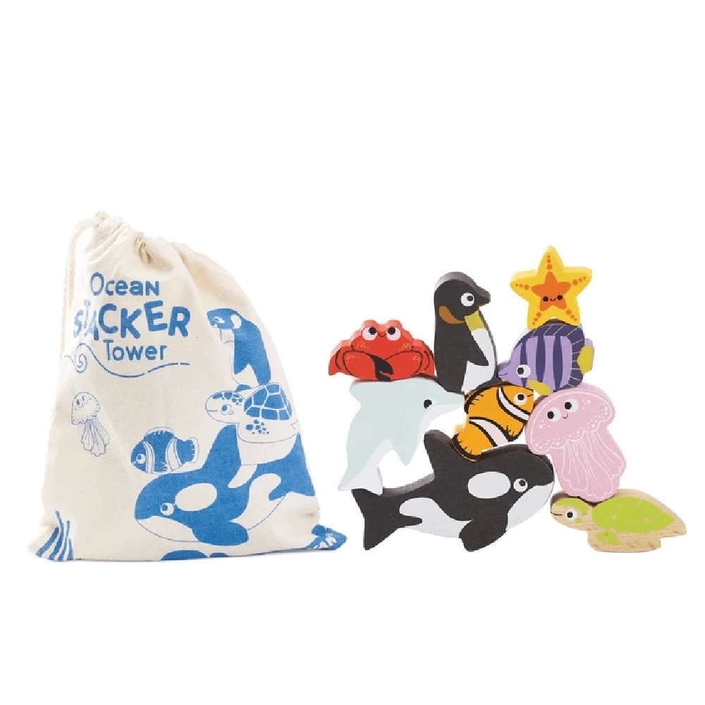 Le Toy Van Ocean Wooden Animals Stacking Toy - Image 4