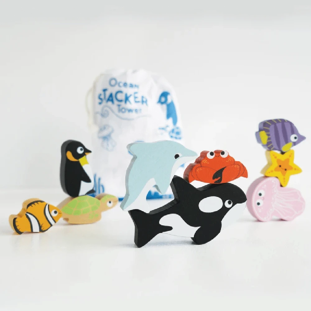 Le Toy Van Ocean Wooden Animals Stacking Toy - Image 3